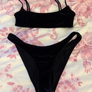 Black Velvet Triangl Bikini Set
